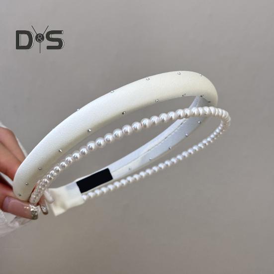 Hårbånd med imitert perle, lett, dobbeltlags design, hårbøyle i fransk stil, myk, allsidig antrekkstilbehør