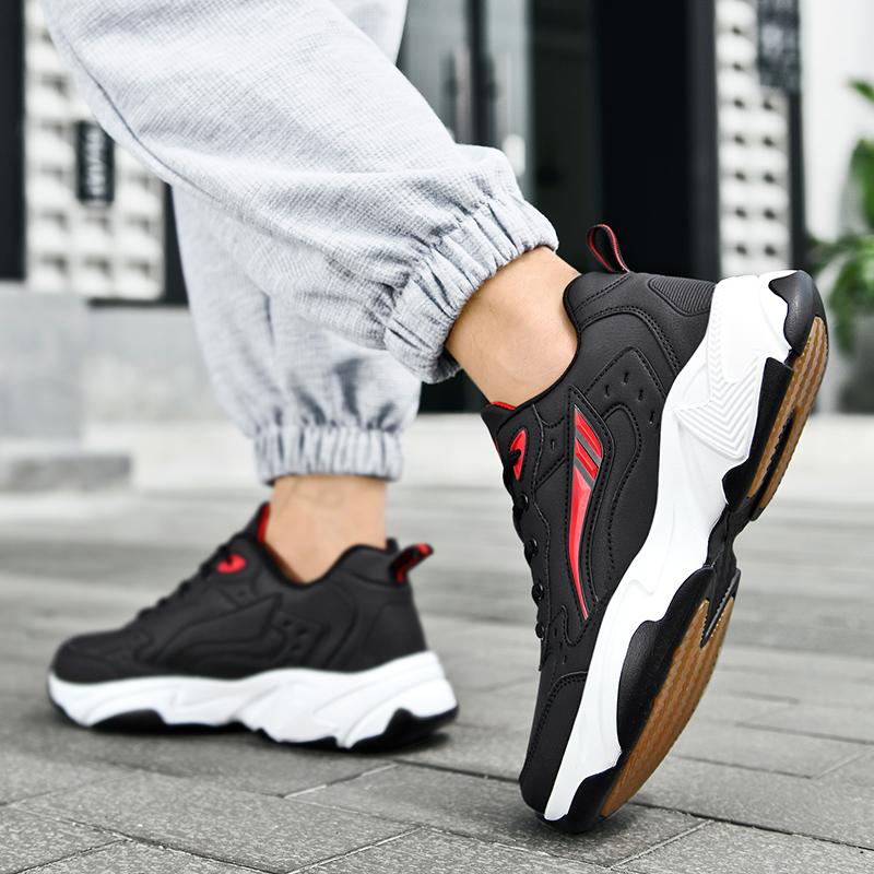 Men's Leather Sneakers Casual Shoes Sports Boys Pure Color Tennis Shoes