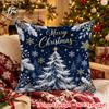2D FLAT-1pc Navy Blue Light Luxury Christmas Style Pillowcase, Festive Atmosphere Decorative Throw Pillow Cover, Featuring a Flat 2D Printing Process,
