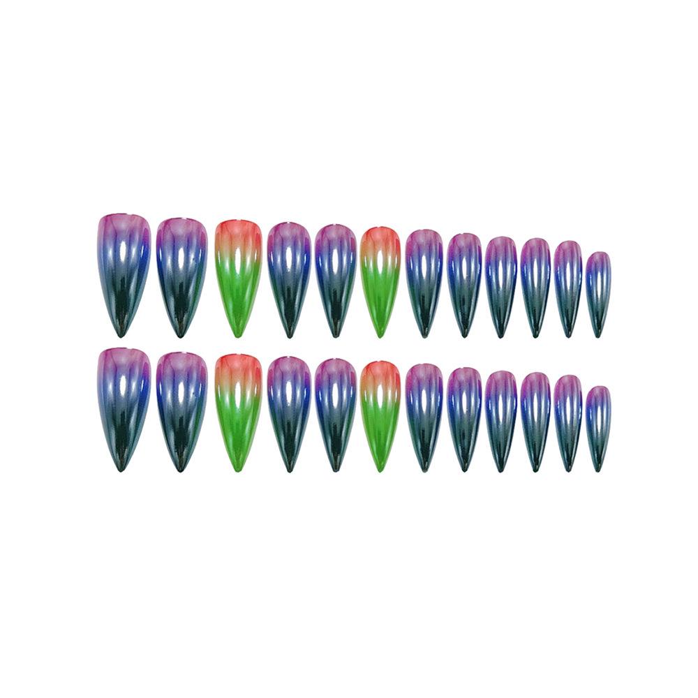Iridescent Electroplated Nail Art: Detachable Stickers & Wearable False Nails