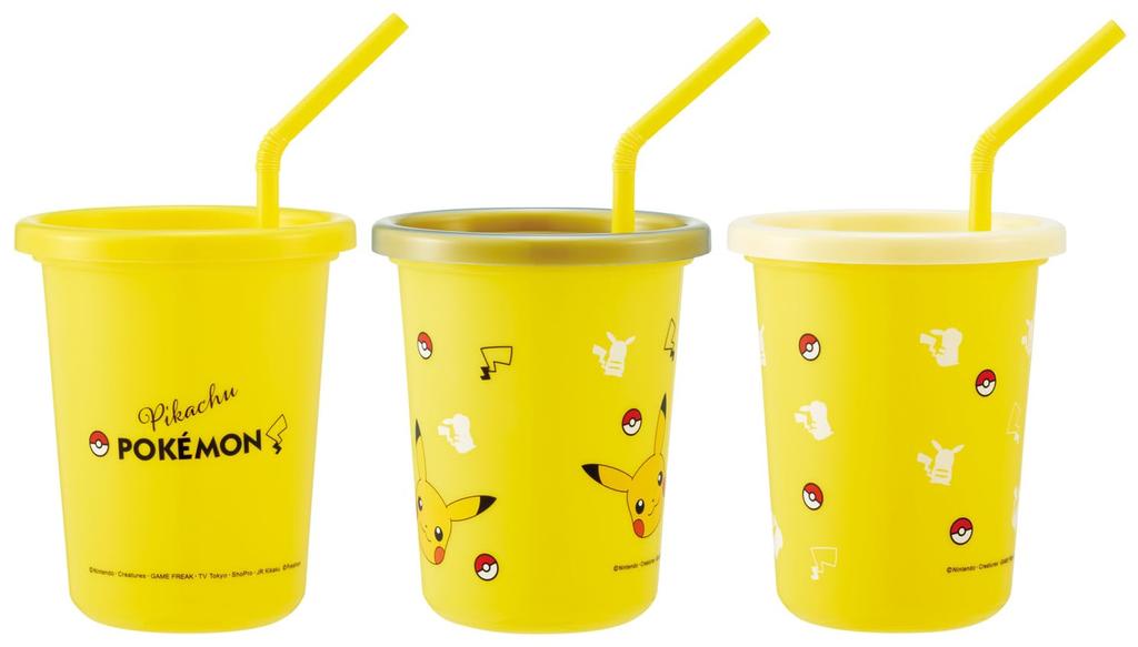 Skater 320ml Tumblers with Set of Made In Pikachu Face Straws, 3, Japan, Pokémon 25, SIH3ST-A