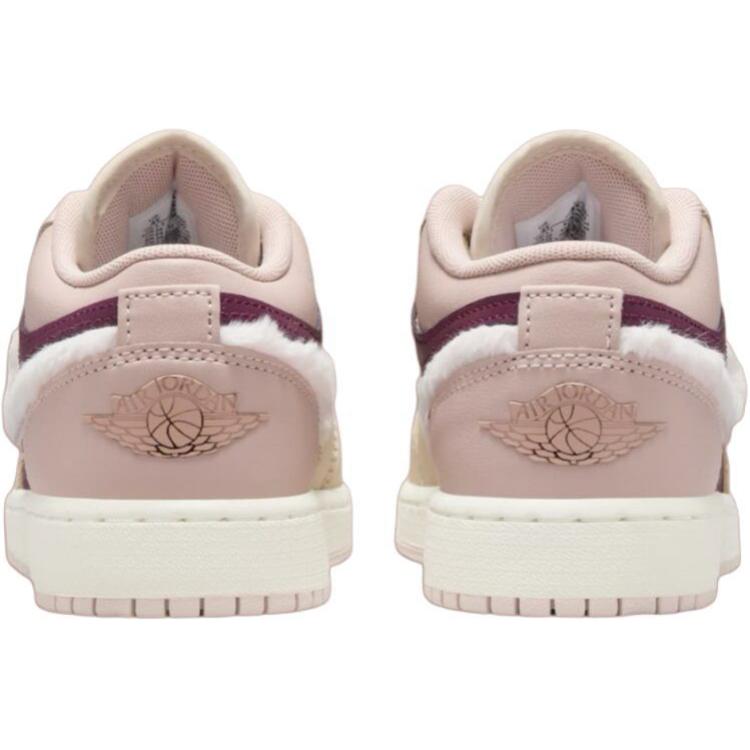 Air Jordan 1 Low SE GS Fur Swoosh Kids Sneakers Pink Legend-Light-Brown Pink-Oxford FZ3928-200