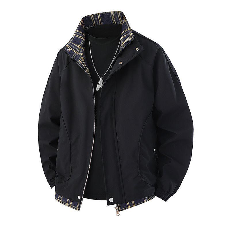 2026 New Arrival Unisex American Style Stand Collar Plaid Patchwork Jacket for Spring and Autumn