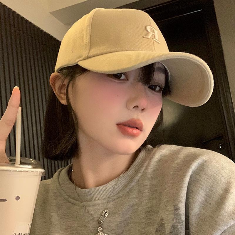 New Baseball Cap for Men and Women  Letters  Spring and Autumn Hard Top  Widen Large Head Circumference  Baseball Hat Beige