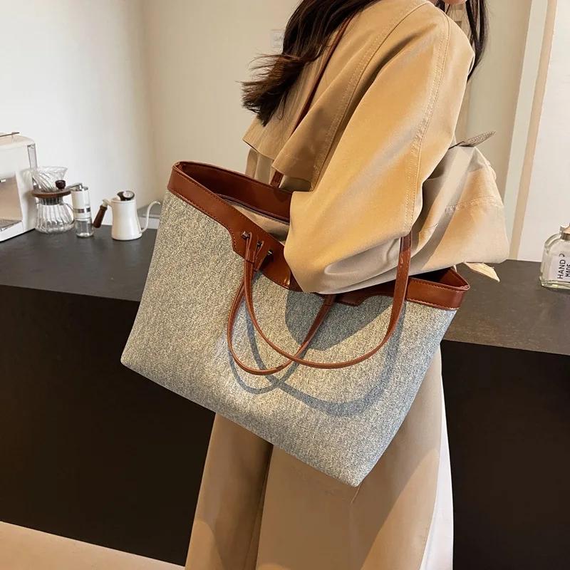 Large Capacity Underarm Bag for Women  Casual Monochrome Bag  Classic Cowboy Shoulder Bag  Feminine Commuting Bag  Fashionable