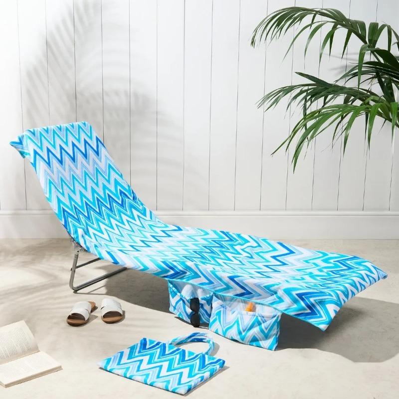 Outdoor Printed Beach Chair Cover Microfiber Towel Cloth Recliner Case Soft Absorbent Sun Lounger Bed Protector for Beach Chair