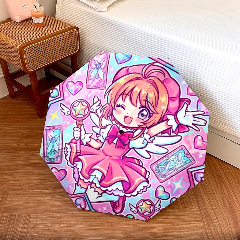 

1PC Automatic Folding Umbrella Cardcaptor Sakura Pattern 8 Ribs Portable Foldable Travel Umbrella Christmas Birthday Gift