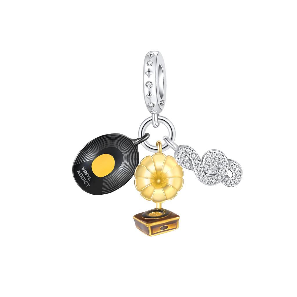 Musik Musikaliska Noter Kedja Koppar Hörlurar Tejp Hängande Berlocker Pärlor Hänge Passar Armband Halsband DIY Smycken Gåva