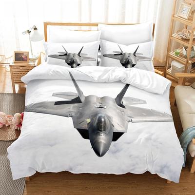 Fighter Fire King Queen Full Duvet Cover Cool Airplane Bedding Set Military Fans Quilt Cover Red Black Polyester Comforter Cover