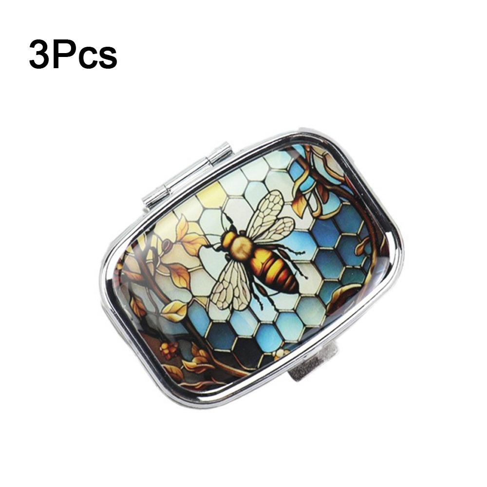 3Pcs Divided Travel Medicine Case Lovely Colored Small Pill Container  Cabinet