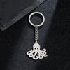 Octopus Pendant Keychain - Marine Animal Stainless Steel Keyring