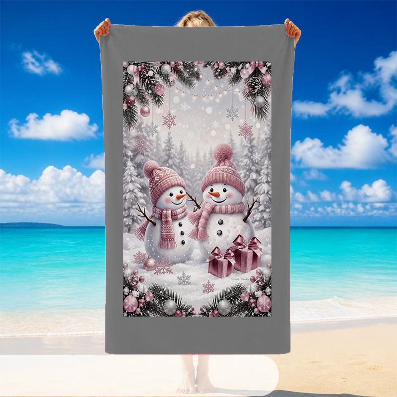 Christmas Printed Beach Towel Soft Quick Dry For Indoor Outdoor Home Use Holiday Gift