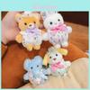 Cute Bear Plush Keyring With Floral Print Clothing And Bow Decor For Kids And Teens
