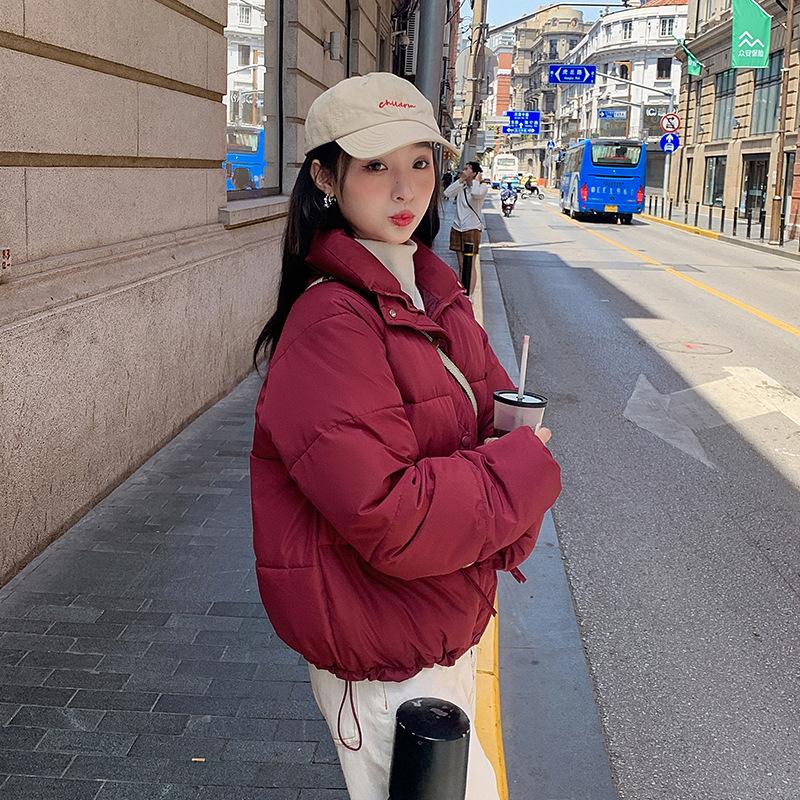 Winter Collar Down Cotton-padded Jacket New Year Short Korean Version of Cotton-padded Jacket Girls Bread Clothes Loose Cotton-padded Jacket.