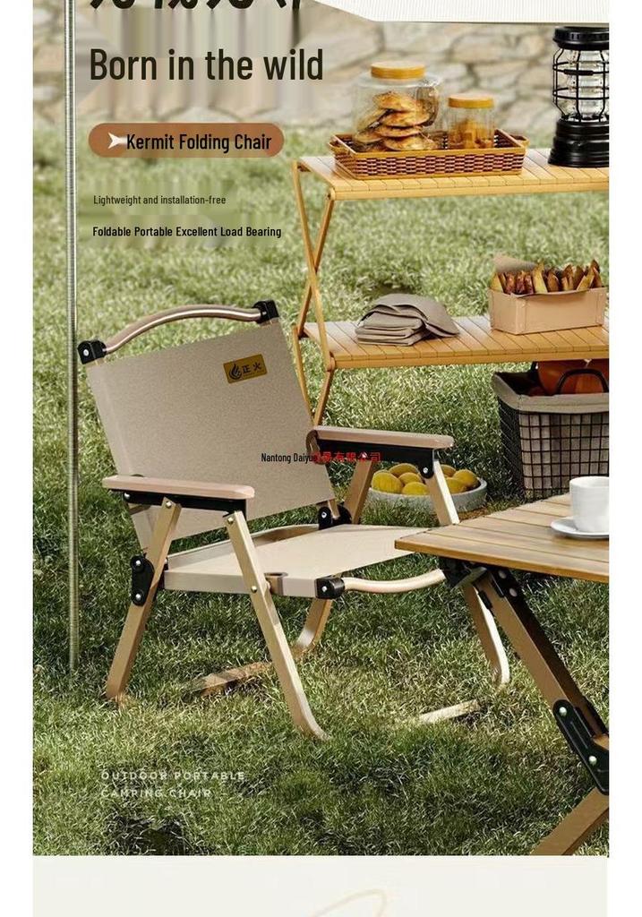 Kermit Tempered Portable Folding Chair - Ideal for Camping, Outdoor, Beach, and Fishing.