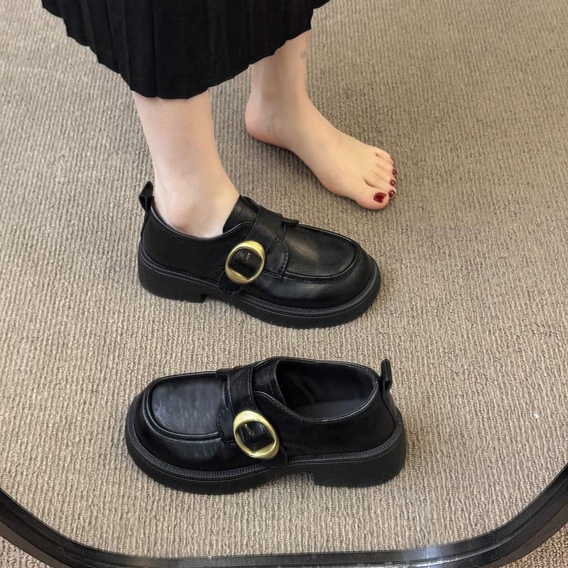 

Small leather shoes women s British style 2025 new autumn explosion black jk single shoes versatile commuter soft-soled loafers 35