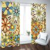 2Pcs Retro Floral Curtains Colorful Hand-drawn Pattern Living Room Study Sunshade Bohemian Style Decor Curta