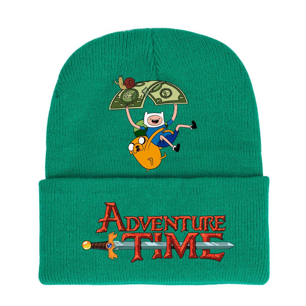 Adventure Time Cartoon Print Acrylic Knit Hat Winter Warm Unisex Beanie For Adults Teens