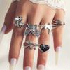 LATS 8pcs Irregular Red Crystal Heart Aesthetic Rings for Women Y2K Gothic Butterfly Spider Ring Creative Jewelry Accessories