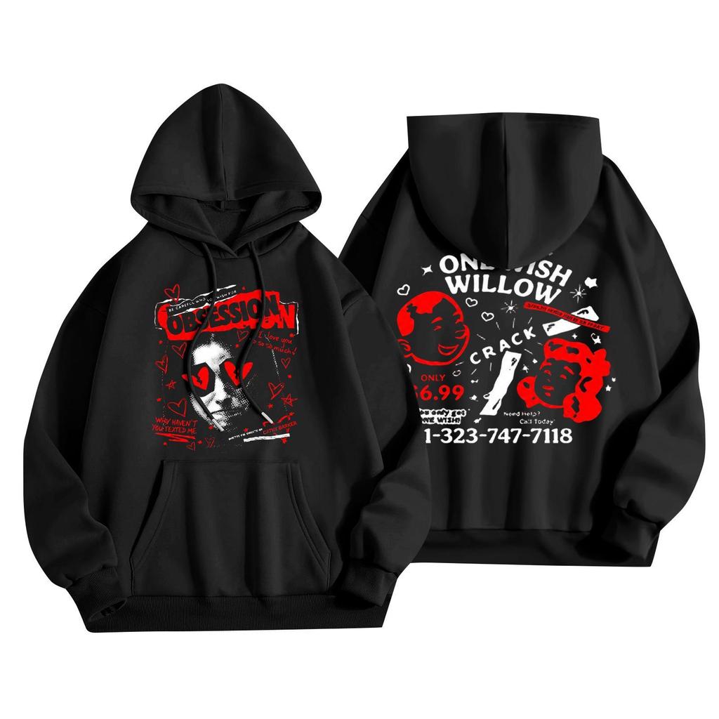 Unisex Loose Fit Long Sleeve Hoodie with Letter Print for Casual Wear
