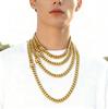 Fashionable Hip Hop Accessory Punk Versatile Gold Plated Polished Cuban Chain Stainless Steel Trendy Unisex Necklace