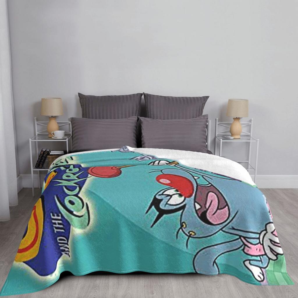 Animation Anime Film Oggy und die Kakerlaken Decke Weich Warm Flanell Überwurf Bettwäsche für Wohnzimmer Picknick Zuhause Sofa