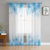Christmas Snowflake Background Tulle Window Curtains Living Room Organza Sheer Voile Curtain Bedroom Kitchen Home Decor Drape