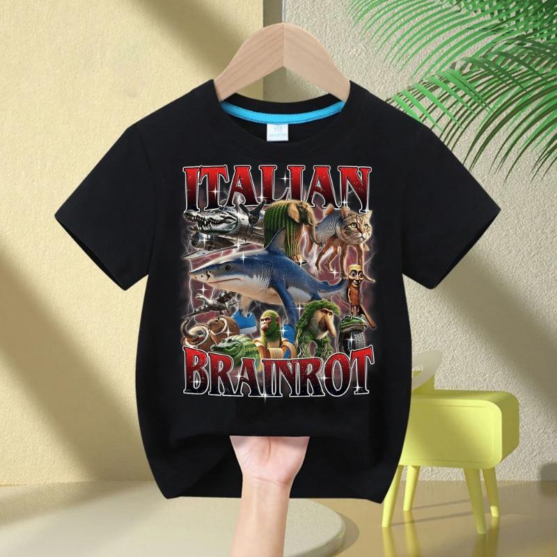 2025 Funny Italian Classic of Mountains and Seas Children's Cotton T-shirt Boys Girls Cartoon CosPlay Short Sleeve Breathable