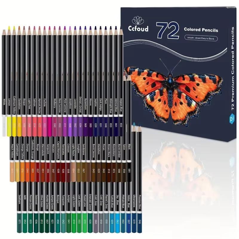 Set de 72 Crayons de Couleur, Mine Douce de 3,0 mm, Couleurs Riches, Mélangeables et Vibrantes, Crayons d'Art pour Débutants et Artistes Confirmés, Esquisse, Coloriage, Dessin gray