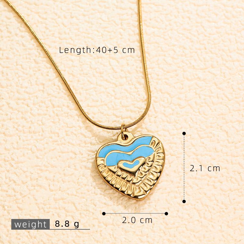 European & Korean Style Heart Clavicle Chain - Stainless Steel Peach Heart Pendant Necklace