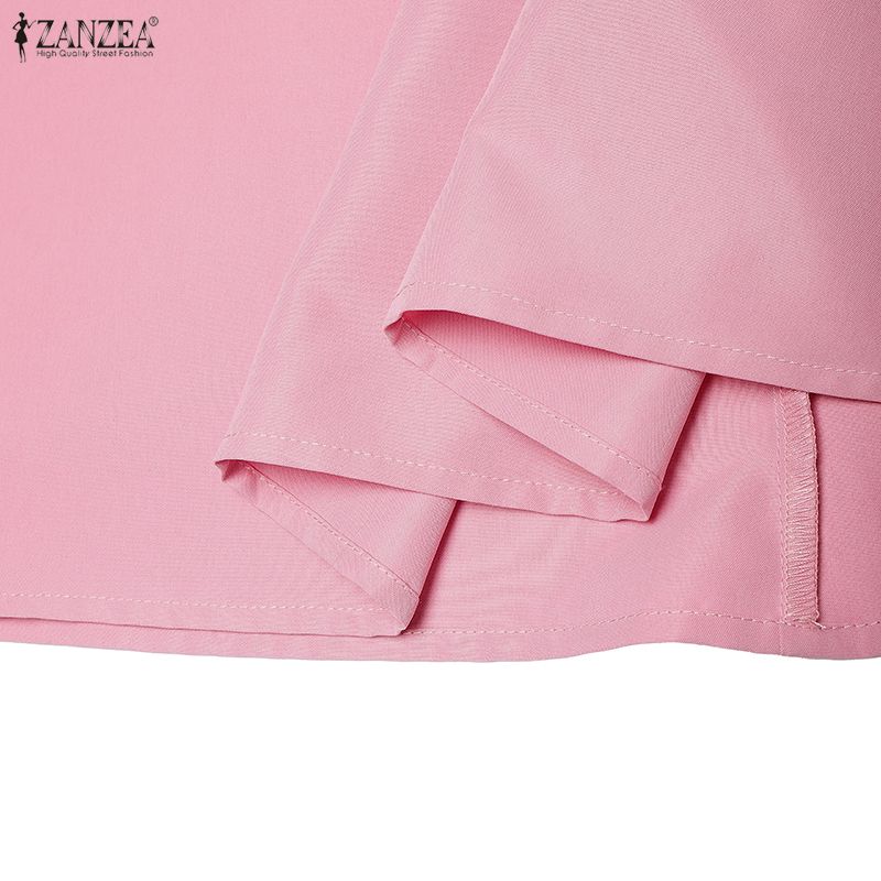 ZANZEA Vestido informal de manga larga con cuello vuelto para mujer