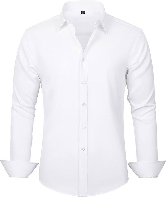 

Four-sided stretch dress shirt men s slim-fitting long-sleeved solid color simple men s shirt business casual men s clothing 38/XXXS белый