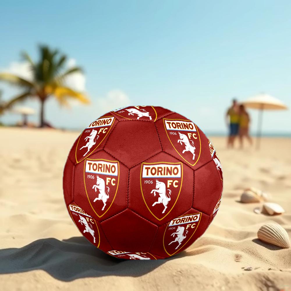 Pallone da Calcio Torino FC, colorato, adatto a tutte le età, cucito a macchina, materiale PVC, qualità da competizione, resistente e ad alto rimbalzo