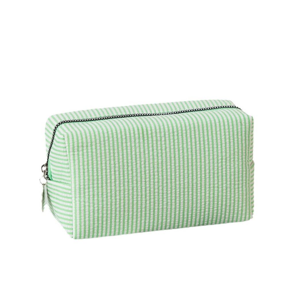 Striped Makeup Organizer With Large Capacity Travel Wash Bag For Daily Use