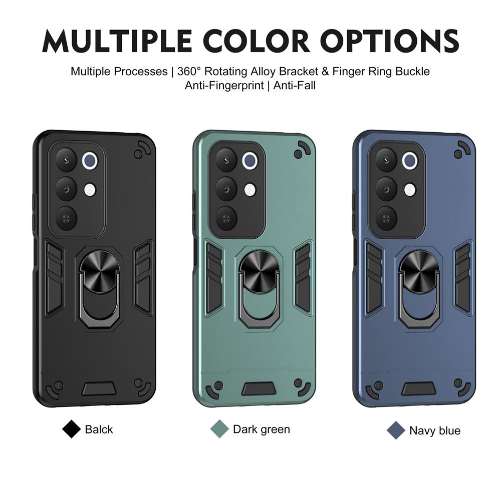 KEYSION Shockproof Armor Case for Realme C85 C85 5G Soft Silicone+PC Metal Ring Stand Phone Back Cover for OPPO Realme C85