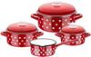 Cookware - Gsw 189705 - 7 Pieces - Enameled - Red with Dots - Scratch-resistant