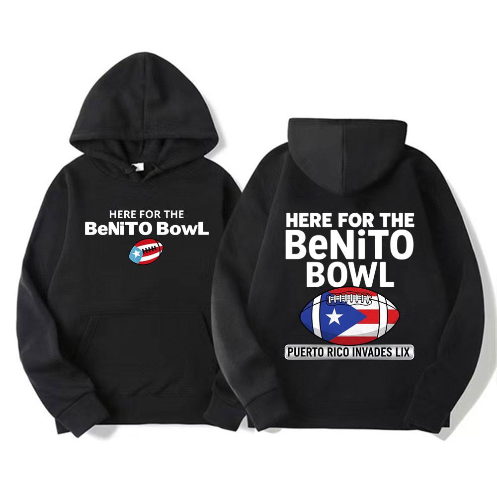Here for The Benito Bowl Puerto Rico Flag Bad Bunny Hoodies Men's Clothing Fashion Hip Hop Hoodie Oversized Hot Sale Sweatshirts