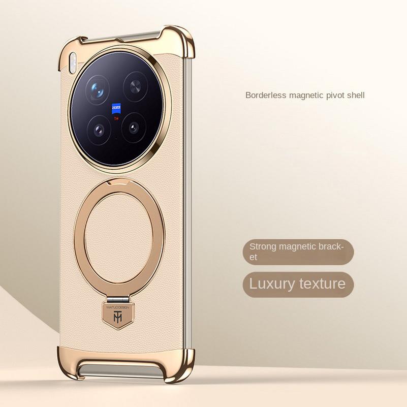 

Bezelless plating plain skin metal rotating magnetic ring holder case For VIVO X300 Pro vivo x300 Slim Protect Cover vivo X300