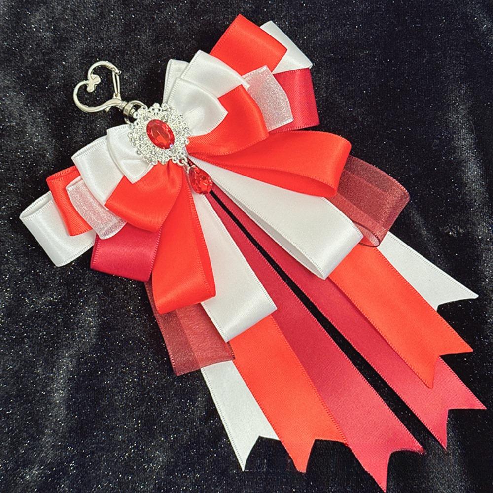 Double Layer Bow Pendant Ribbon Lolita Style Keychain Itabag DIY Pendant  For Friends красный