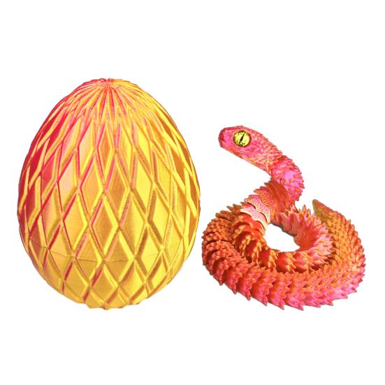 Ovo de Cobra com Cobra Impressa em 3D Dentro Juntas Móveis Estatueta de Cobra Cobra Articulada Brinquedo Fidget de Mesa Decoração Ornamento