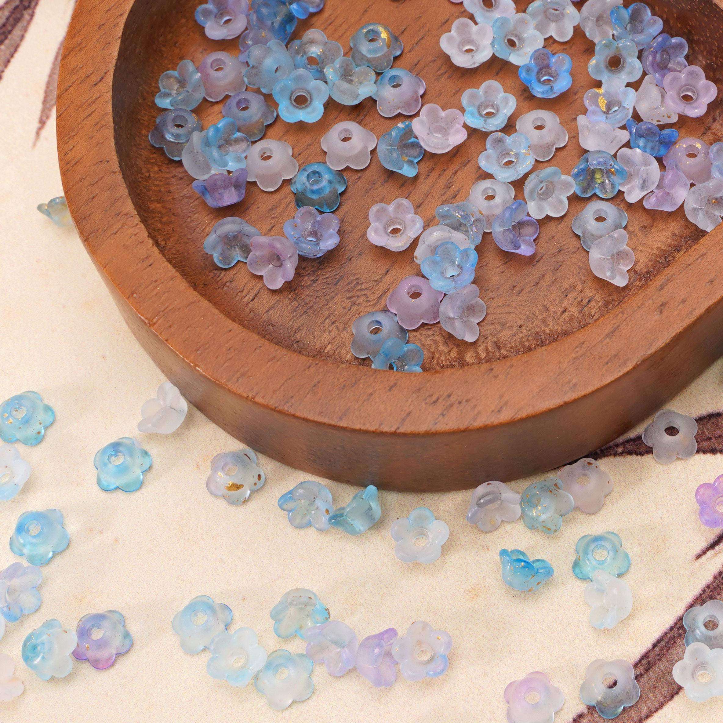 

Акриловые Точечные Золотые Бусины Цветочный Разделитель Свободные Бусины Для Изготовления Ювелирных Изделий синий/глубокий