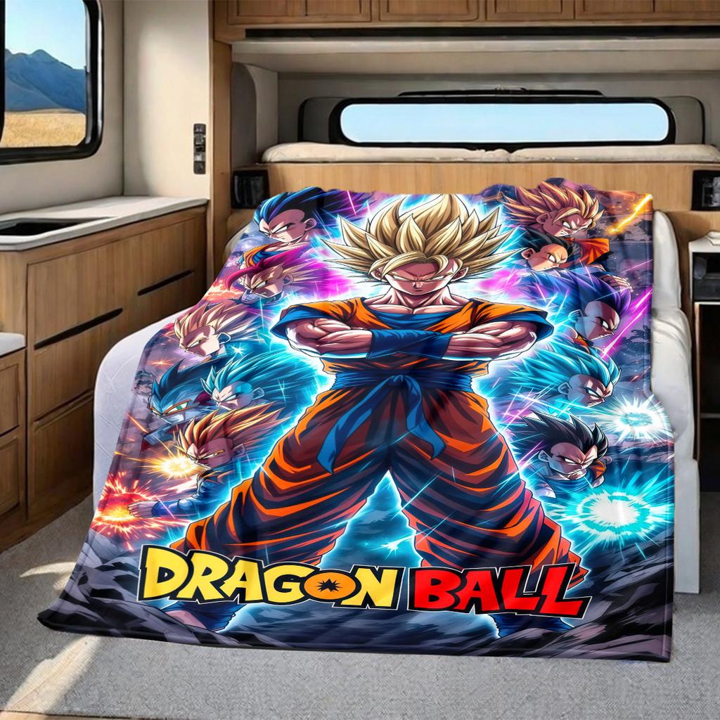 1 Stück DRAGON BALL Aufdruck Flanelldecke, Hohe Qualität für alle Jahreszeiten, Heimdekoration, Wärme und Komfort, Perfekt für Weihnachtsgeschenke