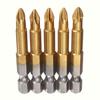 5pcs 50mm Length Non-Slip Screwdriver Bits  Coated Drive Bit Set PH2