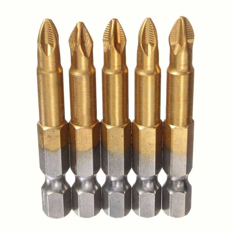 

5pcs 50mm Length Non-Slip Screwdriver Bits Coated Drive Bit Set PH2