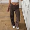 Women's Autumn and Winter Casual Vacation Solid Color Straight Trousers High Waist Elastic Pants