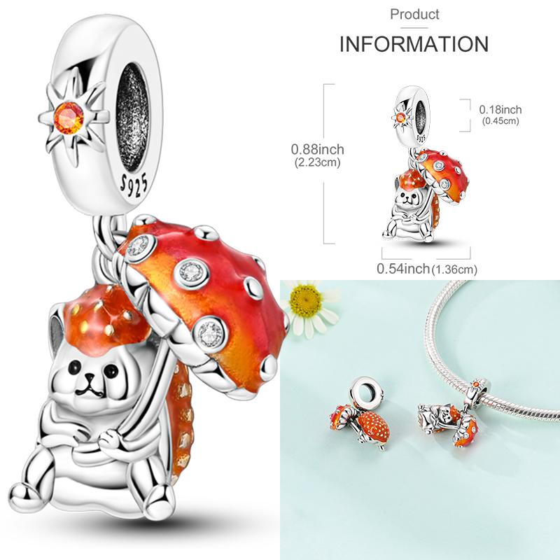 Copper Maple Leaf Hedgehog Mushroom Pendant Flowers Safety Chain Beads Charms Fit 4Mm Aperture Bracelet Diy Jewelry