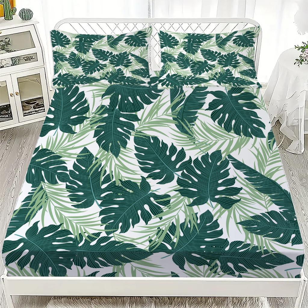 3D Flora Printed Bed Sheet Set Printed Fitted Sheets With 1/2 Pillowcases Custom Suitable for Both Boys and Girls Decor