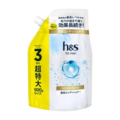 For Men Scalp Gold Conditioner Extra Large Treatment Liquid [Large Capacity] H&s Refill, 900g, (x 1)