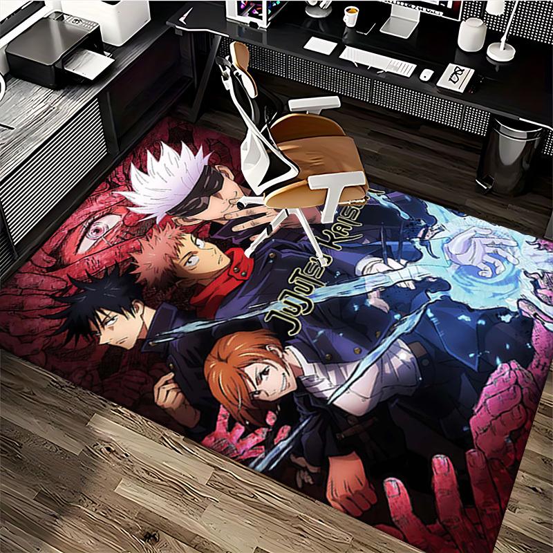 1pc Jujutsu Kaisen Anime Chair Mat - Office Desk Carpet with Satoru Gojo Design, Non-Slip Rug for Home Decor, Suitable for All Seasons, Perfect Gift I