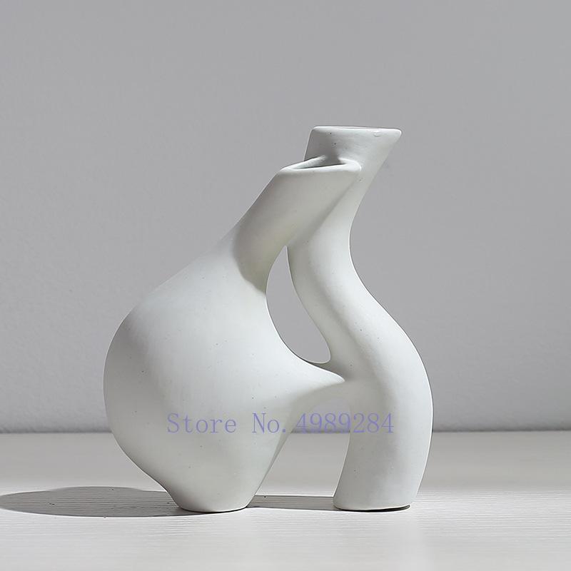 Keramikvase Abstraktes Blumenarrangement Hydroponische Bastelarbeiten Ornamente Moderne Heimdekorationszubehör Weiße Vasen Dekoration